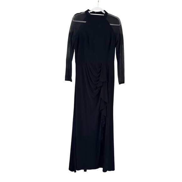 Betsy & Adam Illusion Mesh Long Sleeve Scuba Gown 14 $249 Gala Formal Event - Picture 5 of 11